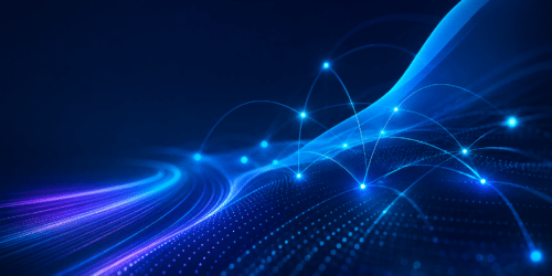 Abstract blue digital network illustrating Broadpeak’s CDN as a Service expansion with seven new HyperPoPs in Brazil.